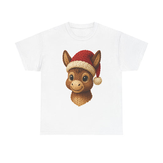 Christmas Donkey Tee — Cute Donkey Wearing Santa Hat Holiday T-Shirt