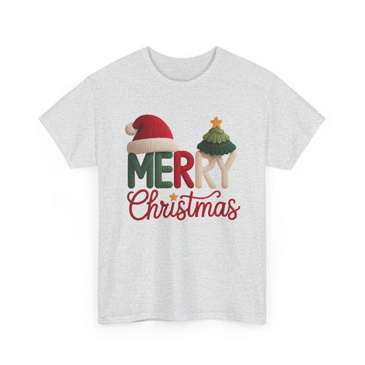 Merry Christmas Tee – Festive Santa Hat & Tree Holiday Shirt