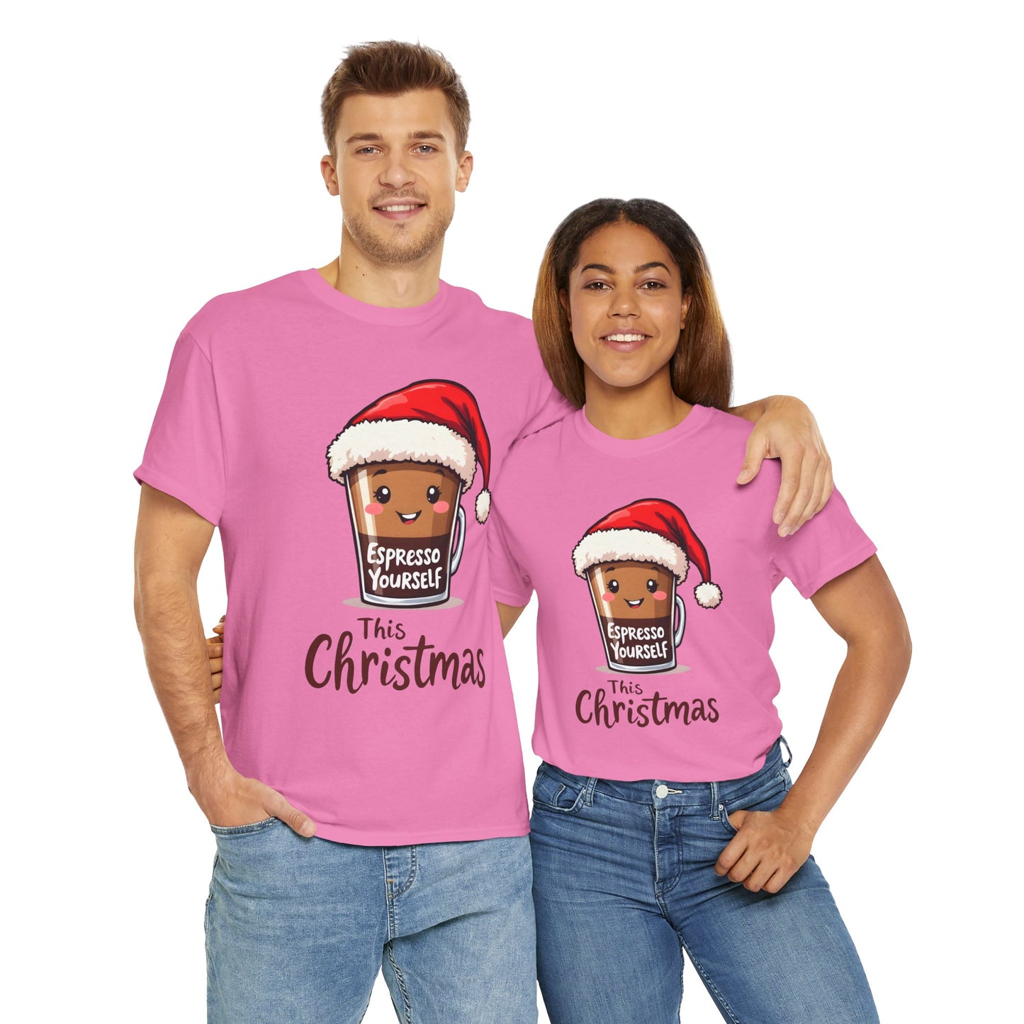 Christmas Coffee Tee — "Espresso Yourself This Christmas" Cute Santa Cup Shirt
