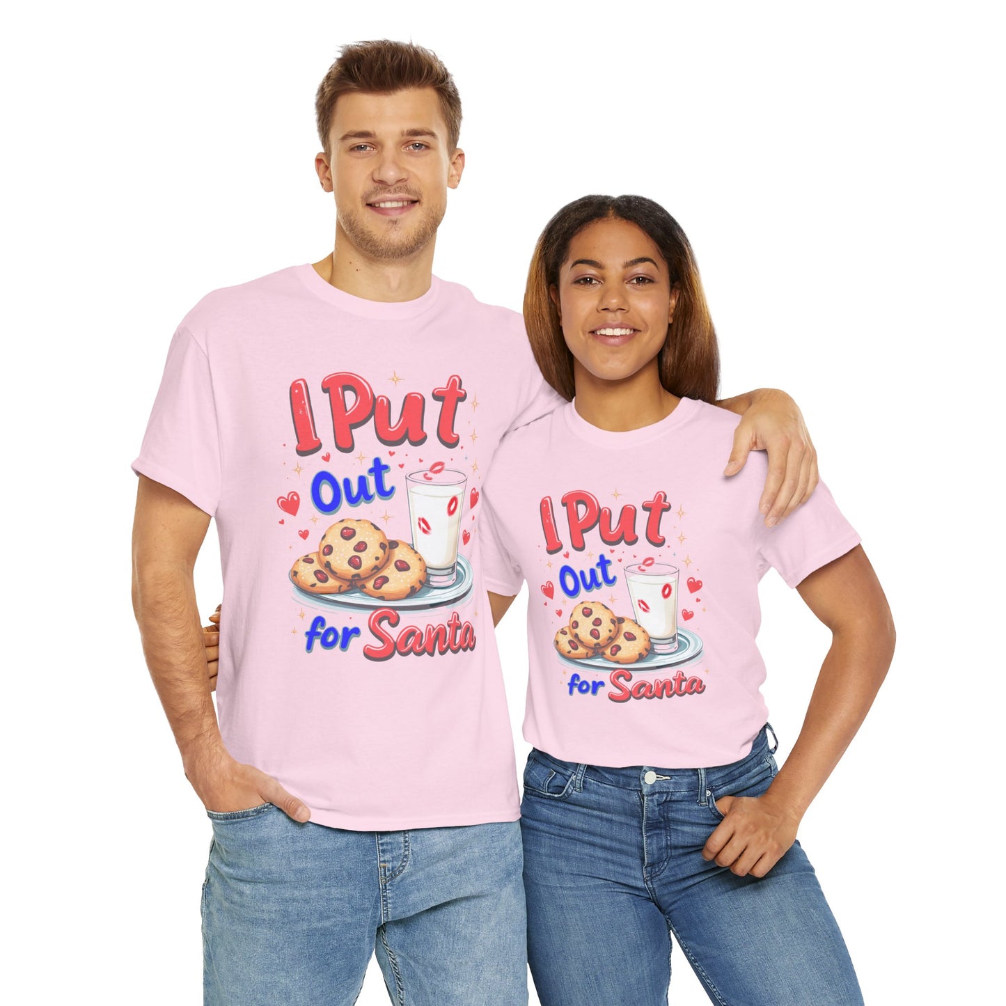 "I Put Out for Santa" T-Shirt - Funny Adult Christmas Humor Tee - Holiday Cookies and Milk Shirt