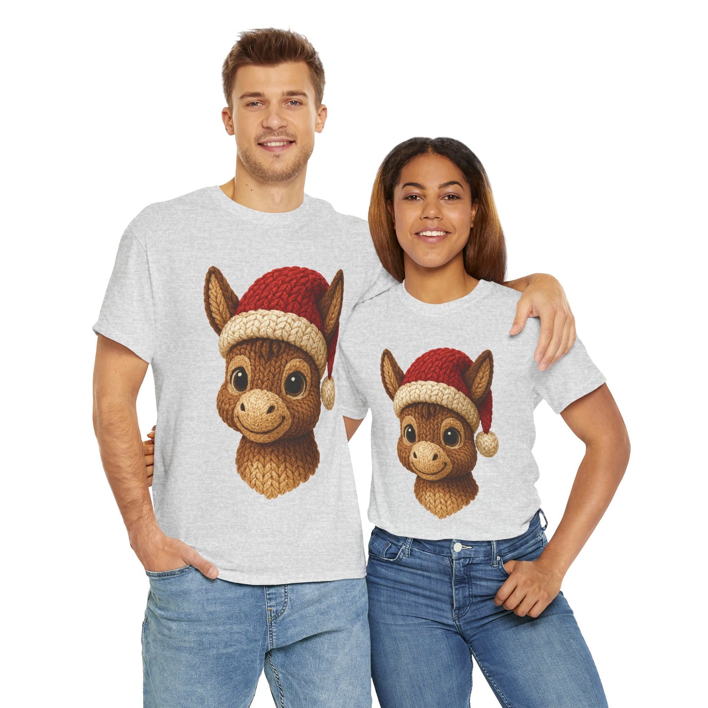 Christmas Donkey Tee — Cute Donkey Wearing Santa Hat Holiday T-Shirt