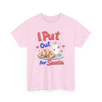 "I Put Out for Santa" T-Shirt - Funny Adult Christmas Humor Tee - Holiday Cookies and Milk Shirt