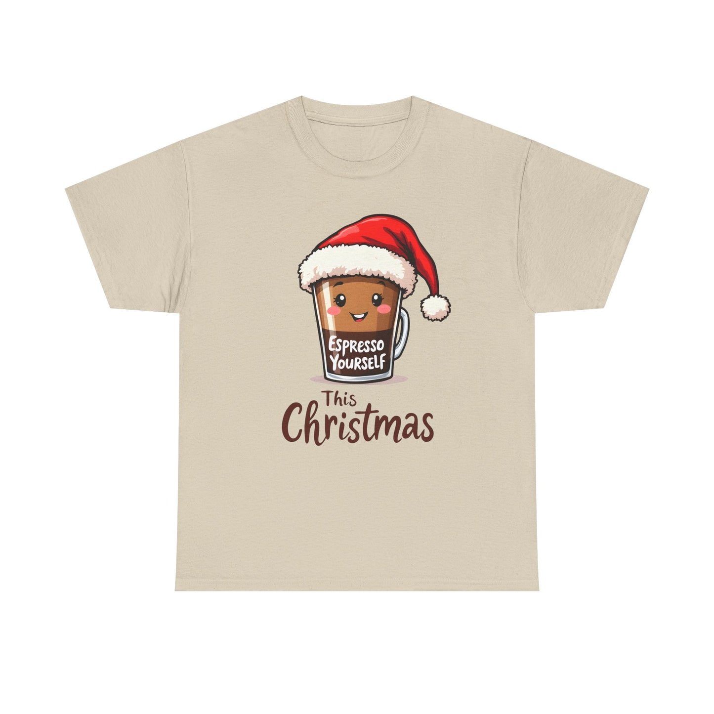 Christmas Coffee Tee — "Espresso Yourself This Christmas" Cute Santa Cup Shirt