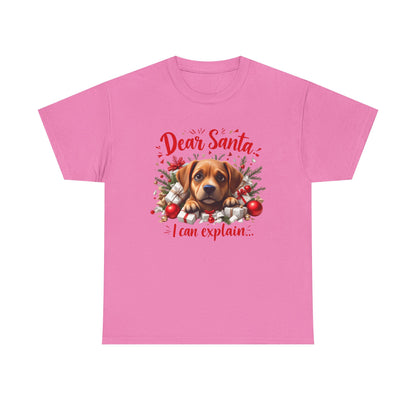 Christmas Dog Tee — "Dear Santa I Can Explain" Cute Puppy Holiday T‑Shirt