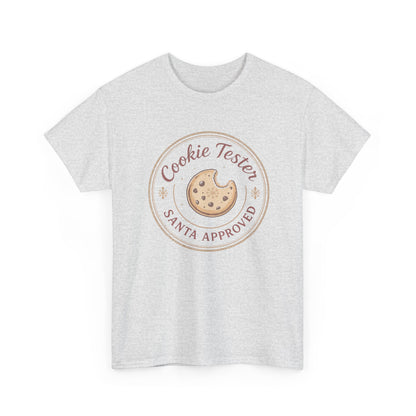 Cookie Tester Unisex Heavy Cotton Tee, Fun Cookie Lover Shirt, Santa Approved Gift, Holiday Apparel, Christmas Party Top