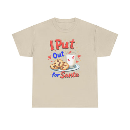"I Put Out for Santa" T-Shirt - Funny Adult Christmas Humor Tee - Holiday Cookies and Milk Shirt