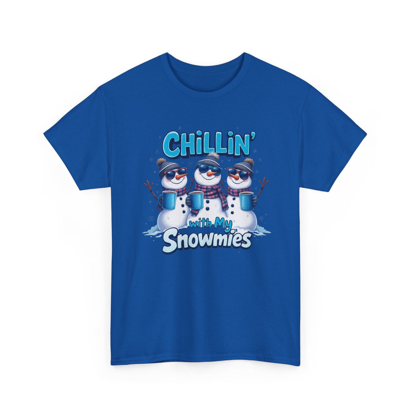 Chillin' with My Snowmies Unisex Heavy Cotton Tee, Funny Winter T-Shirt, Holiday Gift, Christmas Humor, Winter Apparel, Snowman Lovers