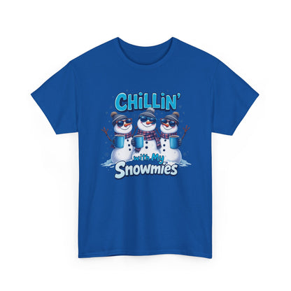Chillin' with My Snowmies Unisex Heavy Cotton Tee, Funny Winter T-Shirt, Holiday Gift, Christmas Humor, Winter Apparel, Snowman Lovers