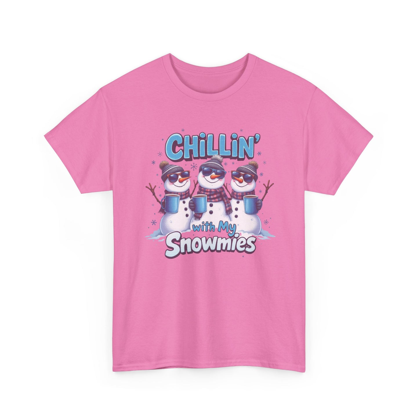 Chillin' with My Snowmies Unisex Heavy Cotton Tee, Funny Winter T-Shirt, Holiday Gift, Christmas Humor, Winter Apparel, Snowman Lovers