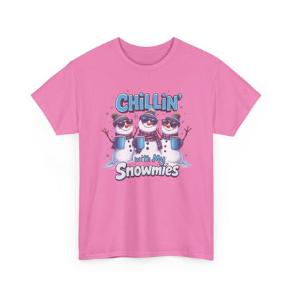 Chillin' with My Snowmies Unisex Heavy Cotton Tee, Funny Winter T-Shirt, Holiday Gift, Christmas Humor, Winter Apparel, Snowman Lovers