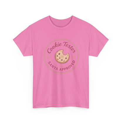 Cookie Tester Unisex Heavy Cotton Tee, Fun Cookie Lover Shirt, Santa Approved Gift, Holiday Apparel, Christmas Party Top