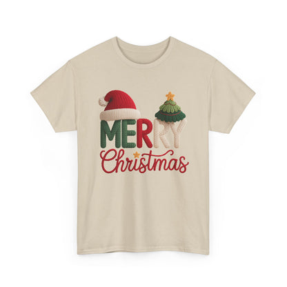 Merry Christmas Tee – Festive Santa Hat & Tree Holiday Shirt
