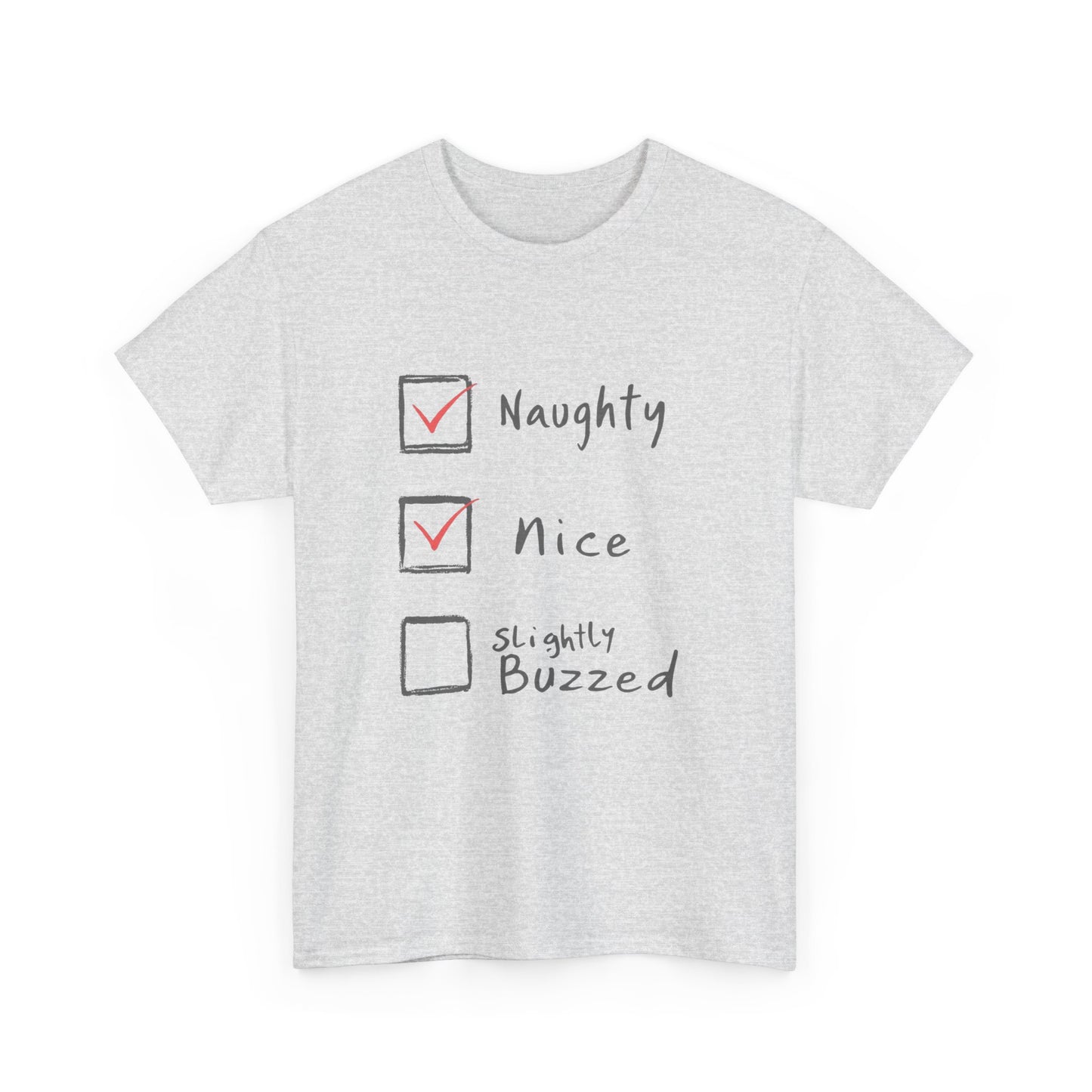 Playful Holiday Tee - Naughty, Nice, Slightly Buzzed Unisex Cotton Shirt, Funny Christmas Gift, Holiday Party Wear, Casual Festive Apparel