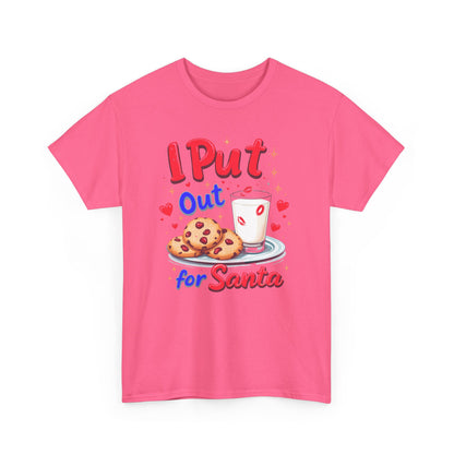 "I Put Out for Santa" T-Shirt - Funny Adult Christmas Humor Tee - Holiday Cookies and Milk Shirt