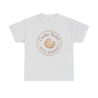 Cookie Tester Unisex Heavy Cotton Tee, Fun Cookie Lover Shirt, Santa Approved Gift, Holiday Apparel, Christmas Party Top