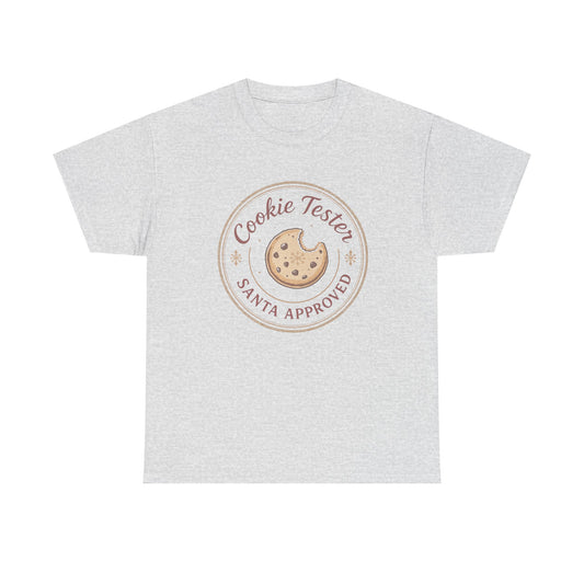 Cookie Tester Unisex Heavy Cotton Tee, Fun Cookie Lover Shirt, Santa Approved Gift, Holiday Apparel, Christmas Party Top