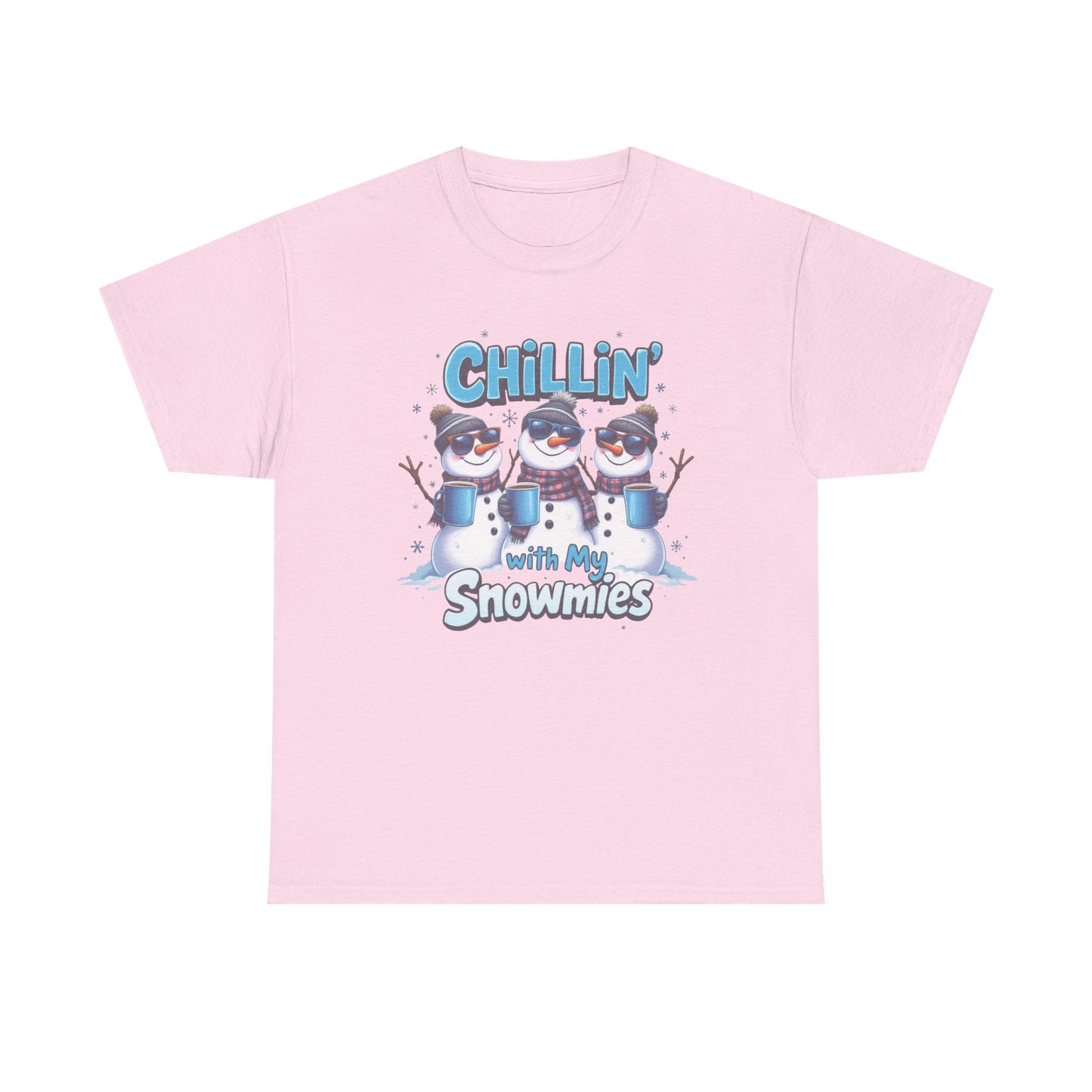 Chillin' with My Snowmies Unisex Heavy Cotton Tee, Funny Winter T-Shirt, Holiday Gift, Christmas Humor, Winter Apparel, Snowman Lovers