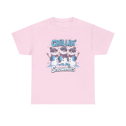 Chillin' with My Snowmies Unisex Heavy Cotton Tee, Funny Winter T-Shirt, Holiday Gift, Christmas Humor, Winter Apparel, Snowman Lovers