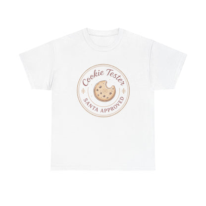 Cookie Tester Unisex Heavy Cotton Tee, Fun Cookie Lover Shirt, Santa Approved Gift, Holiday Apparel, Christmas Party Top
