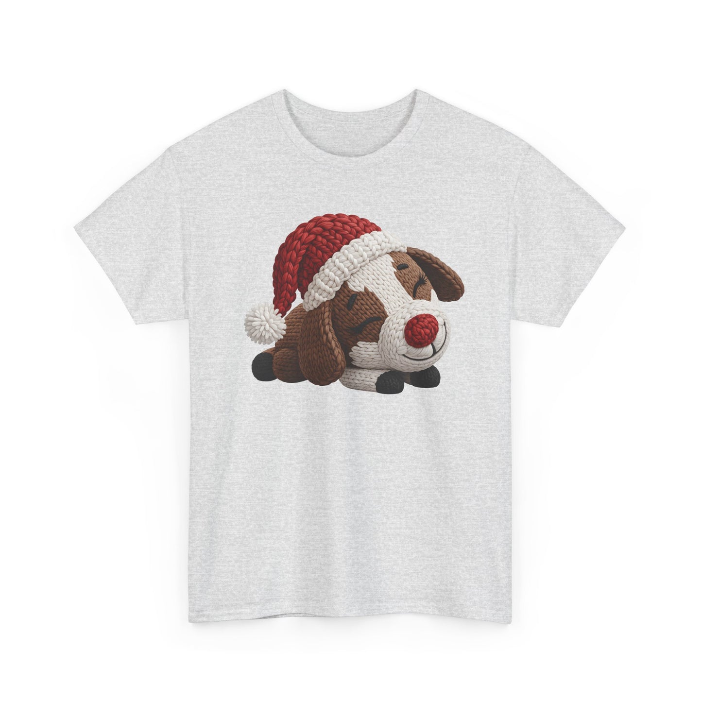 Christmas Puppy Tee - Cute Sleeping Dog with Santa Hat Graphic