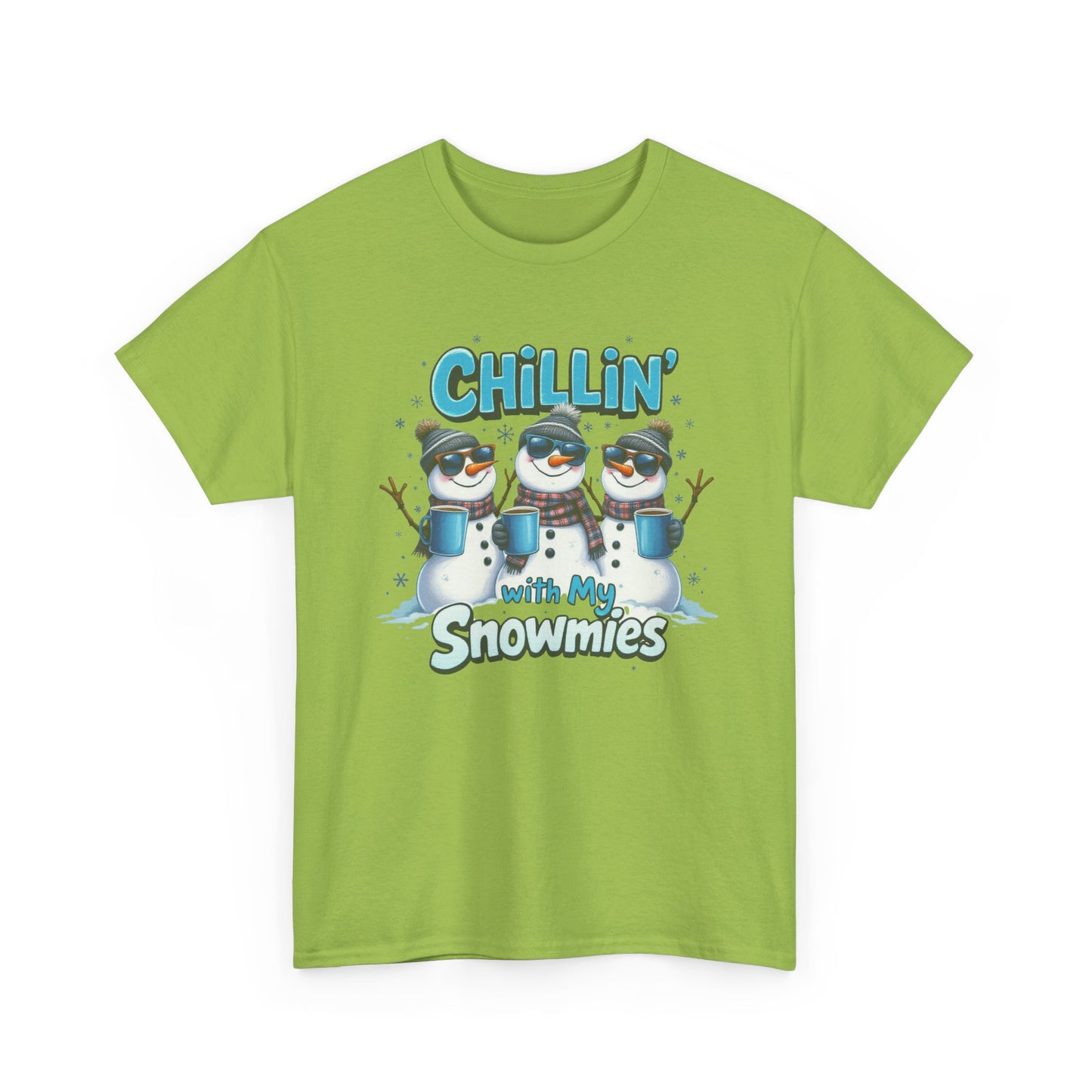 Chillin' with My Snowmies Unisex Heavy Cotton Tee, Funny Winter T-Shirt, Holiday Gift, Christmas Humor, Winter Apparel, Snowman Lovers