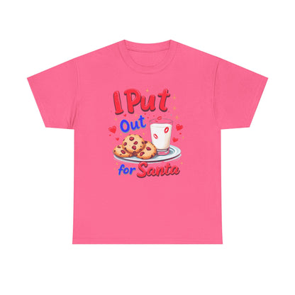 "I Put Out for Santa" T-Shirt - Funny Adult Christmas Humor Tee - Holiday Cookies and Milk Shirt