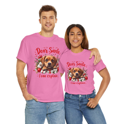 Christmas Dog Tee — "Dear Santa I Can Explain" Cute Puppy Holiday T‑Shirt