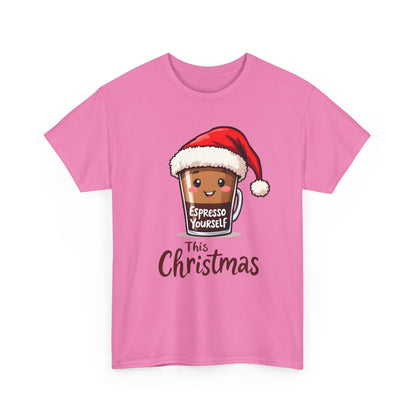 Christmas Coffee Tee — "Espresso Yourself This Christmas" Cute Santa Cup Shirt