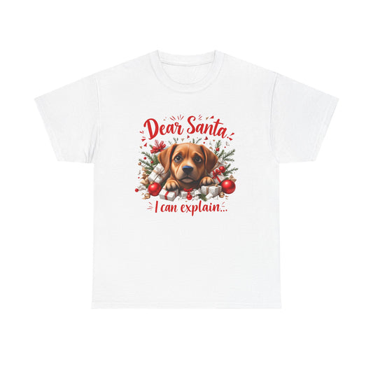 Christmas Dog Tee — "Dear Santa I Can Explain" Cute Puppy Holiday T‑Shirt