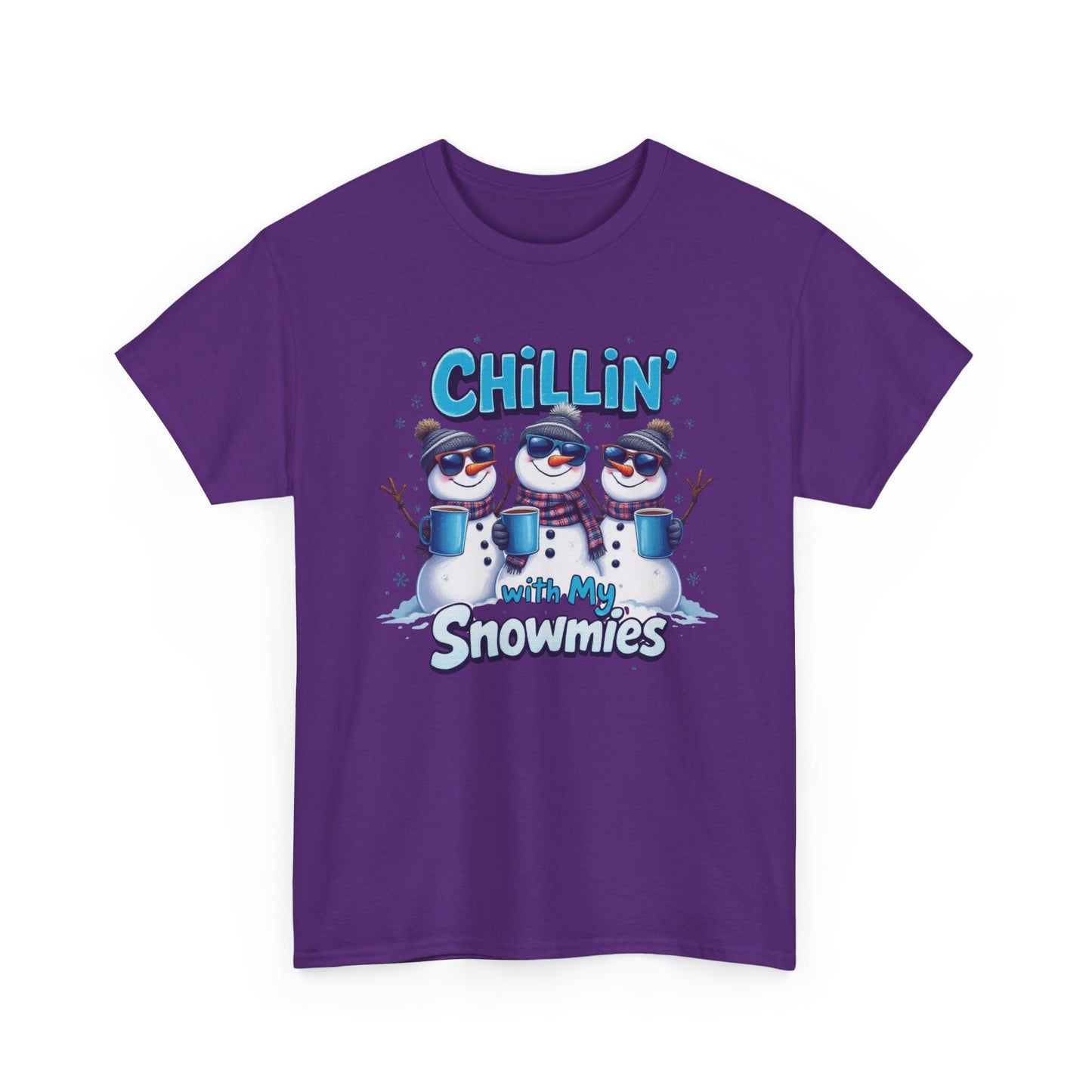Chillin' with My Snowmies Unisex Heavy Cotton Tee, Funny Winter T-Shirt, Holiday Gift, Christmas Humor, Winter Apparel, Snowman Lovers