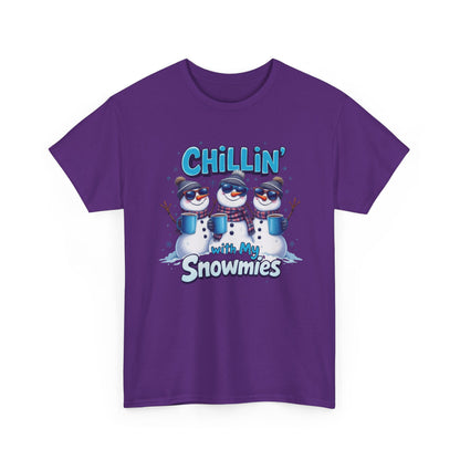 Chillin' with My Snowmies Unisex Heavy Cotton Tee, Funny Winter T-Shirt, Holiday Gift, Christmas Humor, Winter Apparel, Snowman Lovers