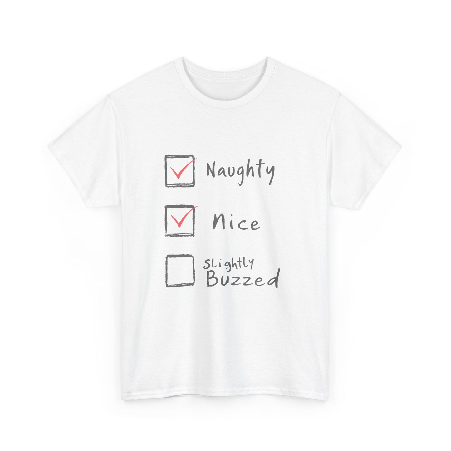 Playful Holiday Tee - Naughty, Nice, Slightly Buzzed Unisex Cotton Shirt, Funny Christmas Gift, Holiday Party Wear, Casual Festive Apparel