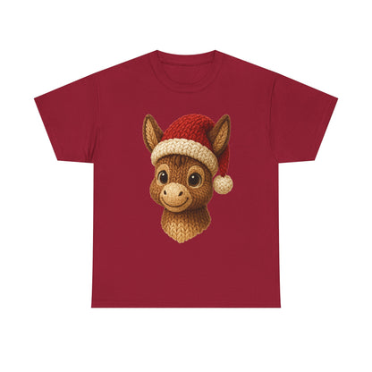 Christmas Donkey Tee — Cute Donkey Wearing Santa Hat Holiday T-Shirt