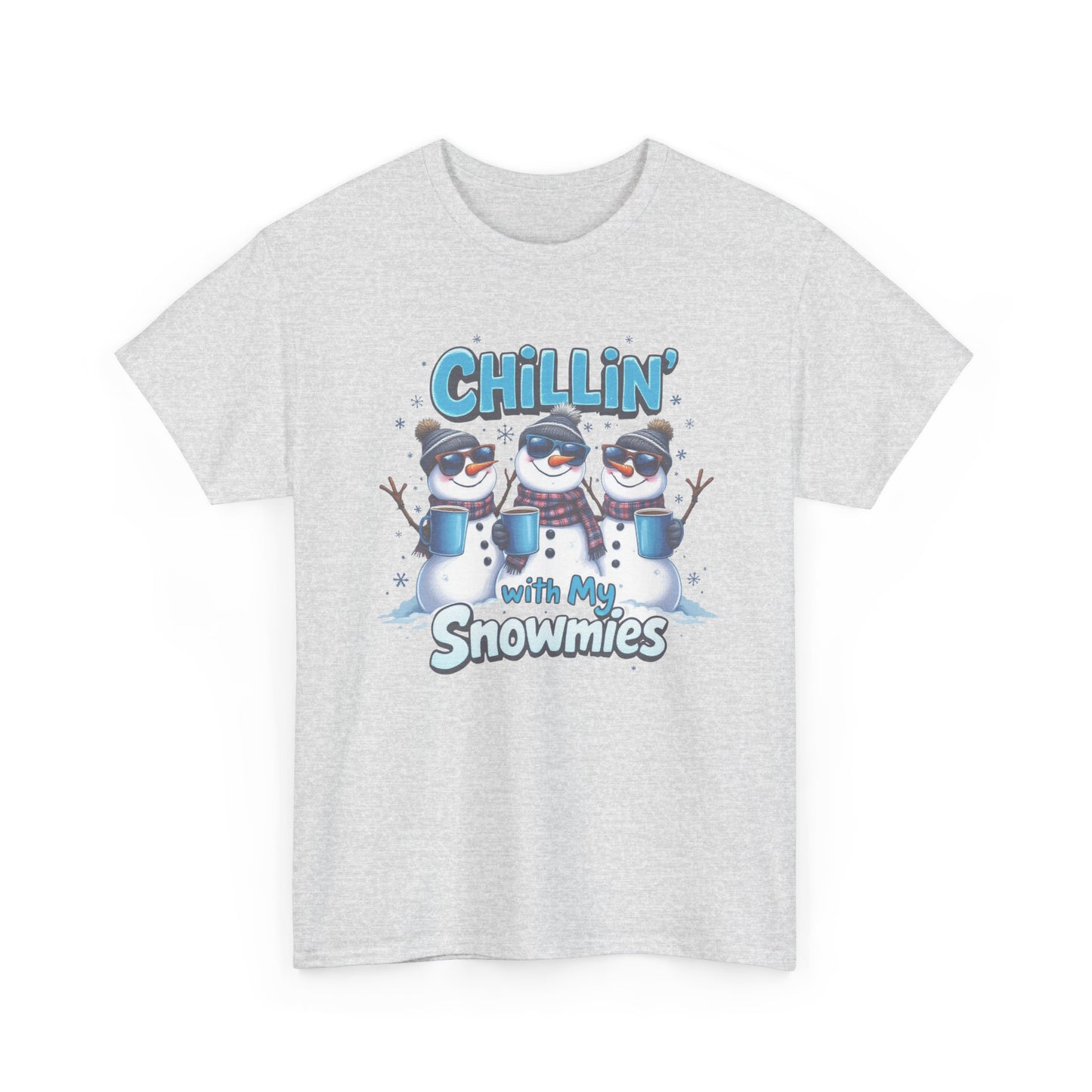 Chillin' with My Snowmies Unisex Heavy Cotton Tee, Funny Winter T-Shirt, Holiday Gift, Christmas Humor, Winter Apparel, Snowman Lovers