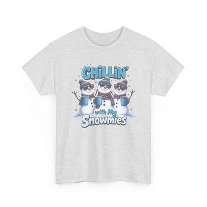 Chillin' with My Snowmies Unisex Heavy Cotton Tee, Funny Winter T-Shirt, Holiday Gift, Christmas Humor, Winter Apparel, Snowman Lovers