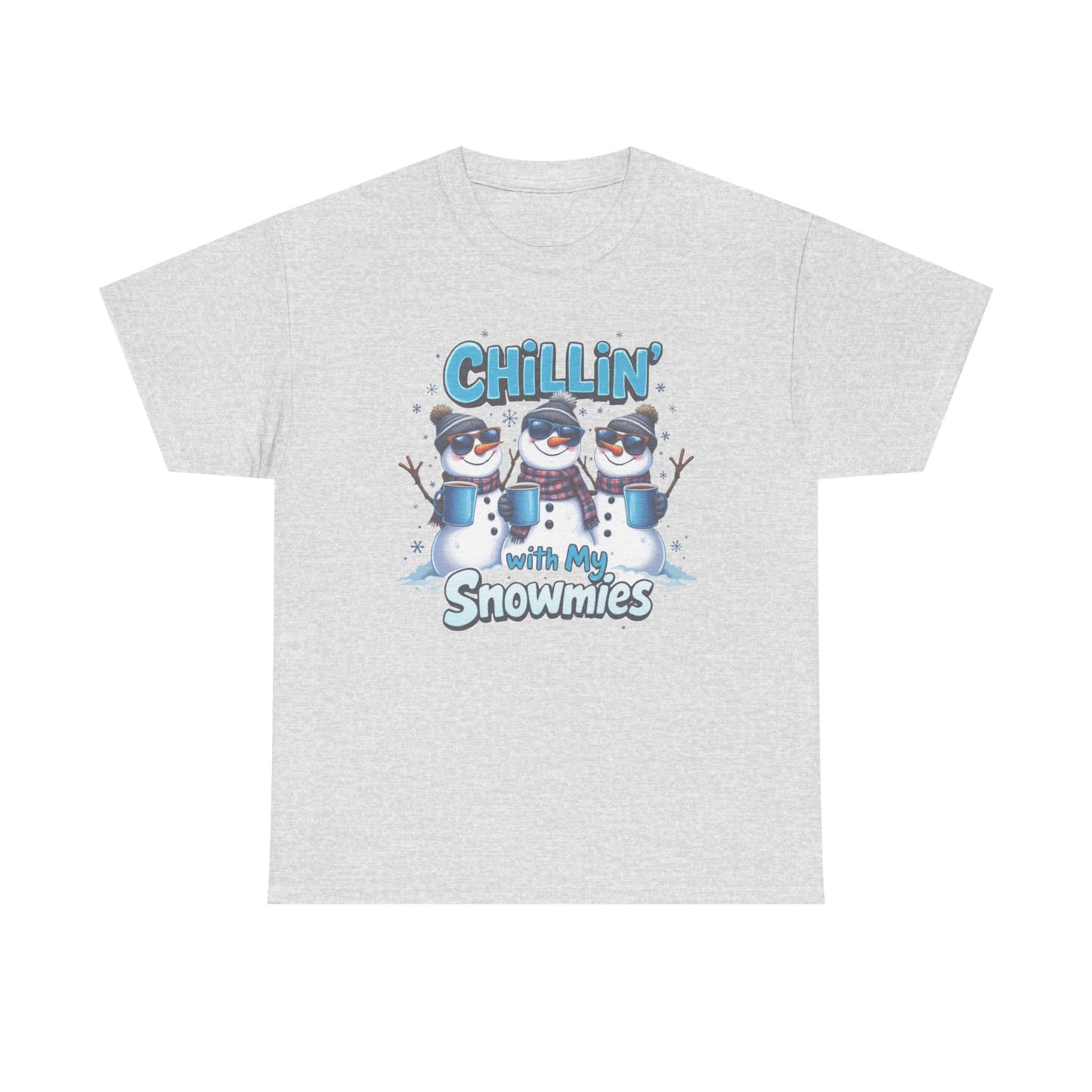 Chillin' with My Snowmies Unisex Heavy Cotton Tee, Funny Winter T-Shirt, Holiday Gift, Christmas Humor, Winter Apparel, Snowman Lovers