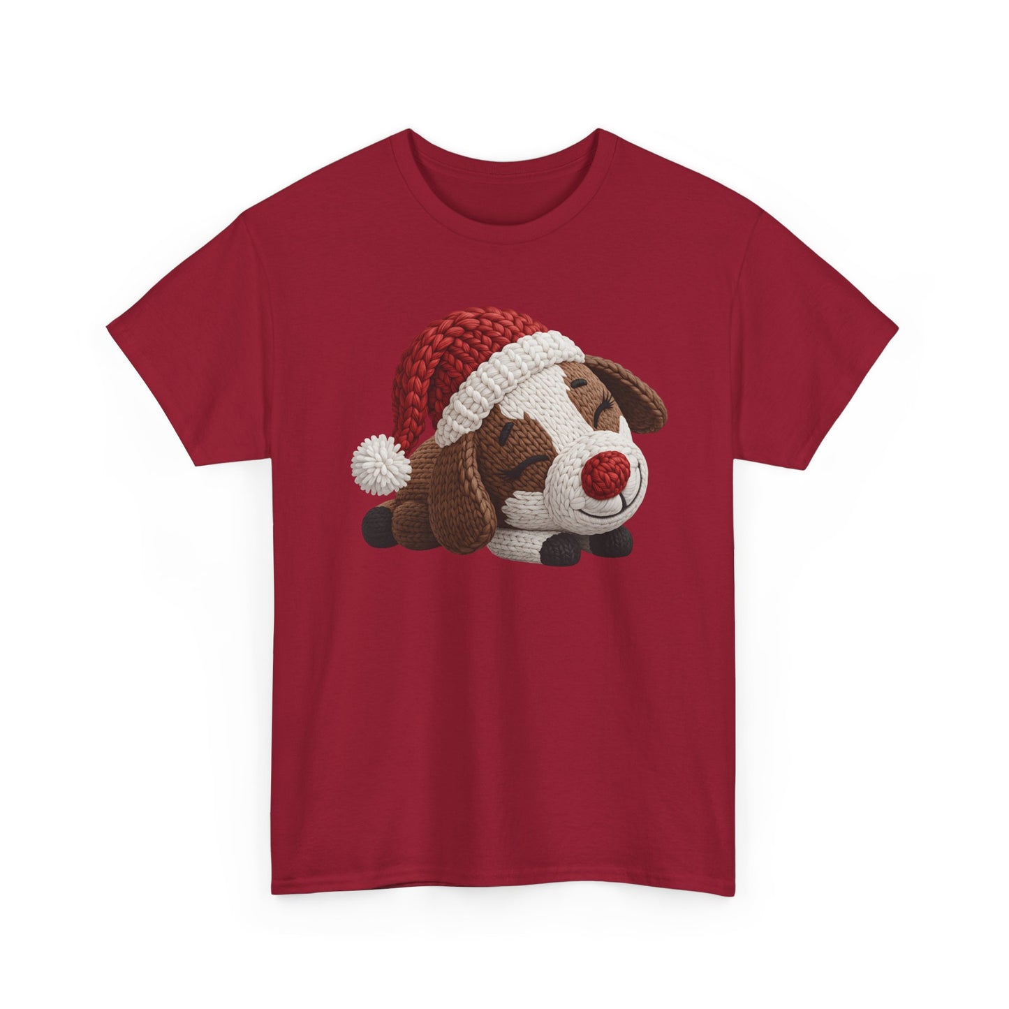 Christmas Puppy Tee - Cute Sleeping Dog with Santa Hat Graphic