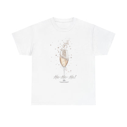 Champagne Celebration T-Shirt | Ho Ho Ho Design, Holiday Gift, Unisex Cotton Tee, Festive Apparel, New Year, Christmas Party