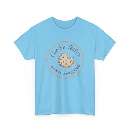 Cookie Tester Unisex Heavy Cotton Tee, Fun Cookie Lover Shirt, Santa Approved Gift, Holiday Apparel, Christmas Party Top