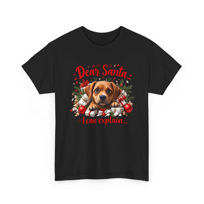 Christmas Dog Tee — "Dear Santa I Can Explain" Cute Puppy Holiday T‑Shirt