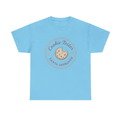 Cookie Tester Unisex Heavy Cotton Tee, Fun Cookie Lover Shirt, Santa Approved Gift, Holiday Apparel, Christmas Party Top