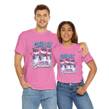 Chillin' with My Snowmies Unisex Heavy Cotton Tee, Funny Winter T-Shirt, Holiday Gift, Christmas Humor, Winter Apparel, Snowman Lovers