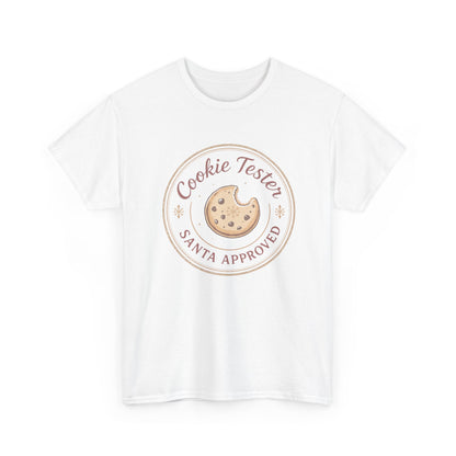 Cookie Tester Unisex Heavy Cotton Tee, Fun Cookie Lover Shirt, Santa Approved Gift, Holiday Apparel, Christmas Party Top