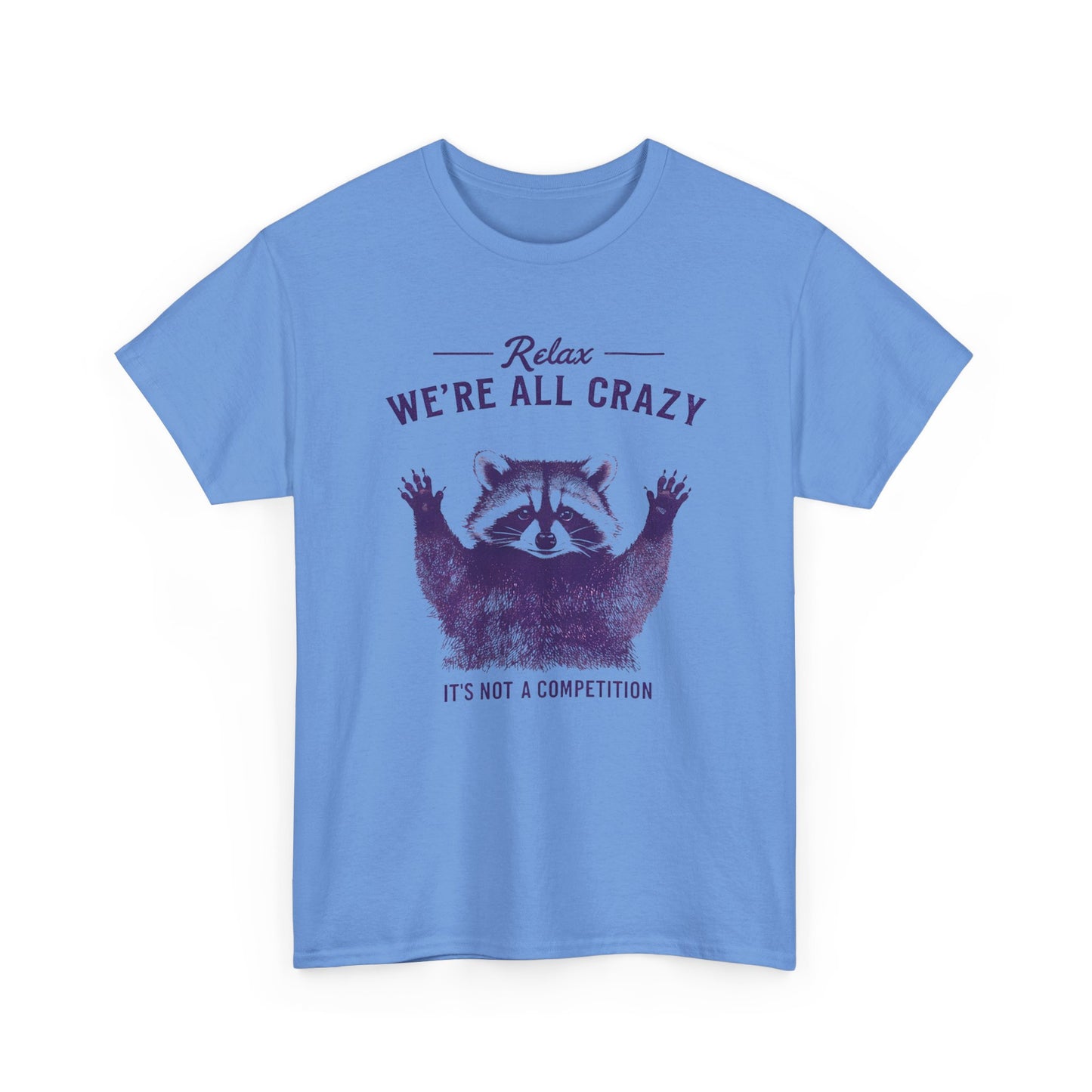 Raccoon "Relax We're All Crazy" T-Shirt — Funny Graphic Tee