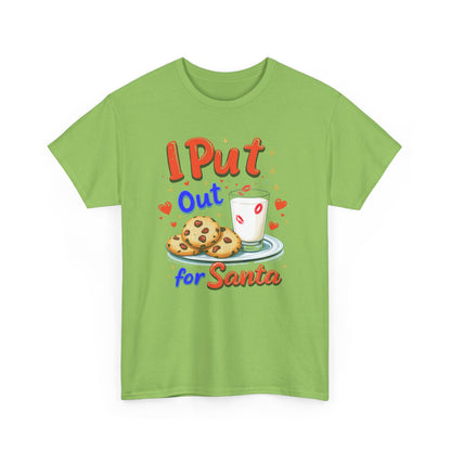 "I Put Out for Santa" T-Shirt - Funny Adult Christmas Humor Tee - Holiday Cookies and Milk Shirt