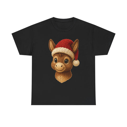 Christmas Donkey Tee — Cute Donkey Wearing Santa Hat Holiday T-Shirt