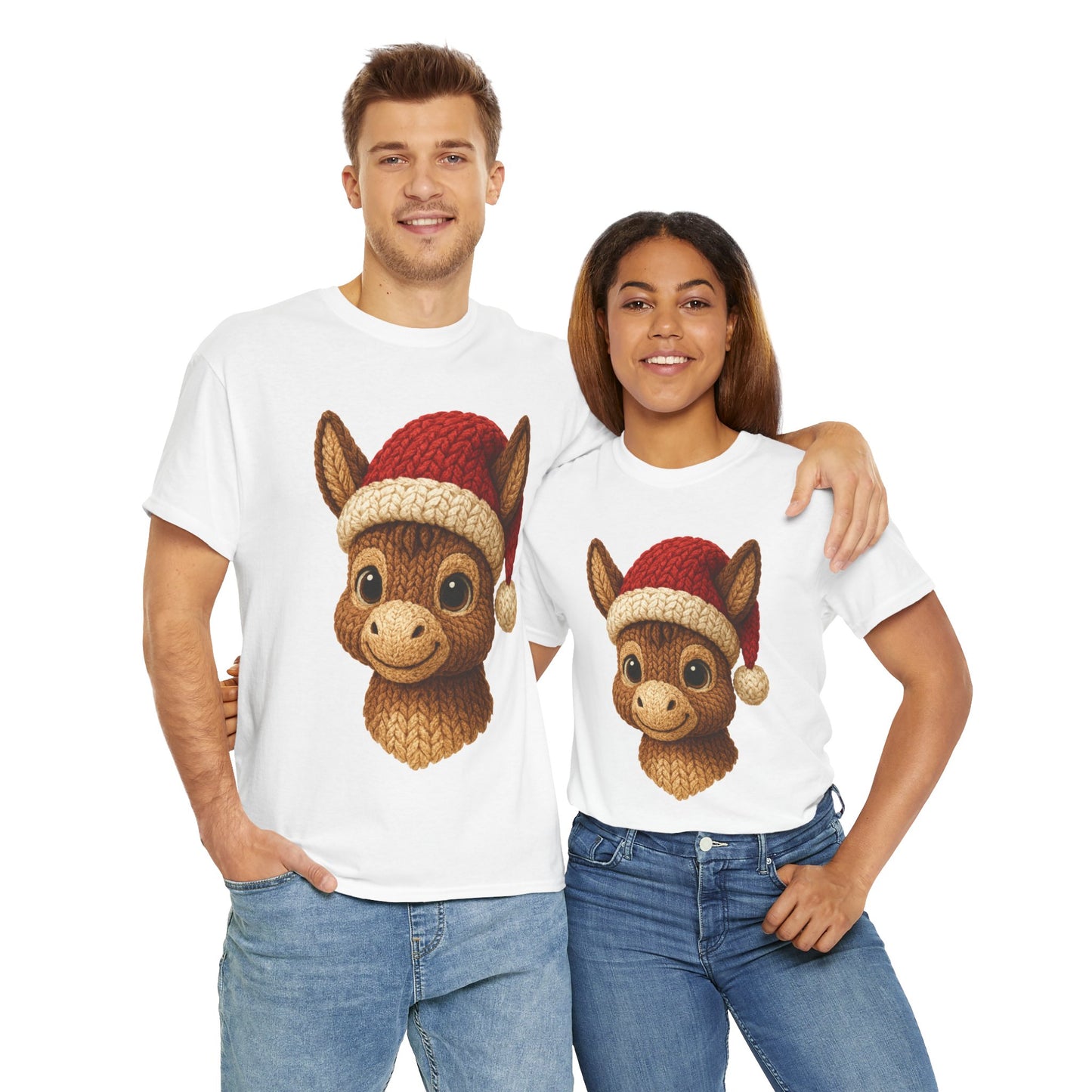 Christmas Donkey Tee — Cute Donkey Wearing Santa Hat Holiday T-Shirt