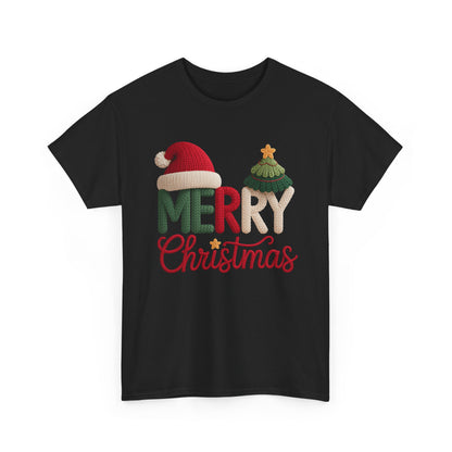 Merry Christmas Tee – Festive Santa Hat & Tree Holiday Shirt