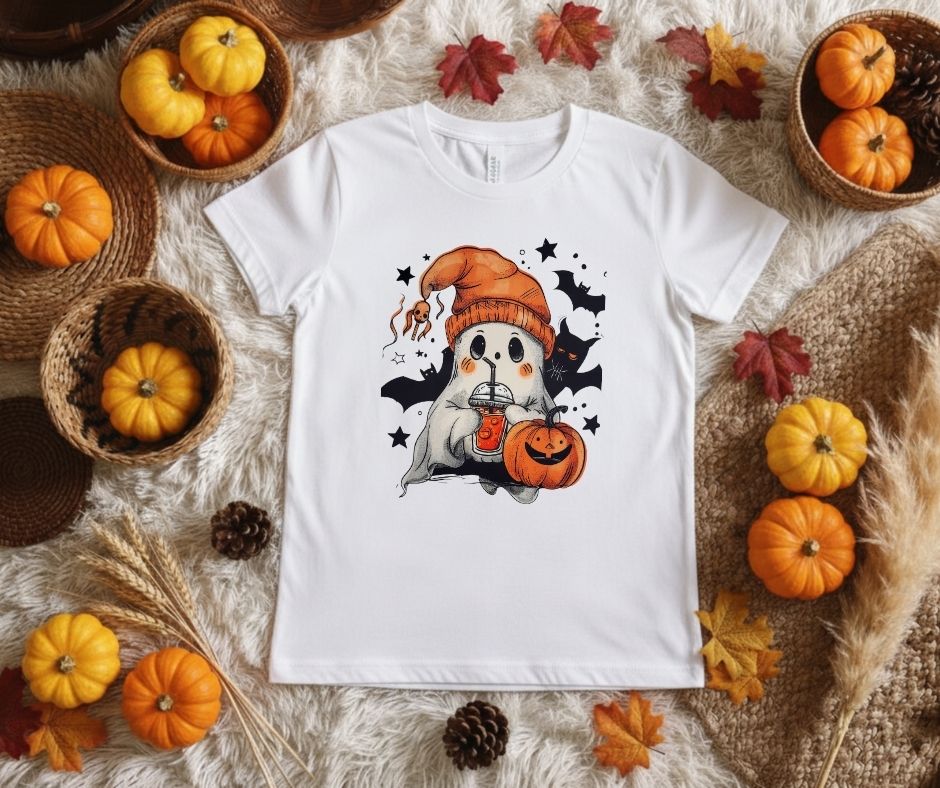 Pumpkin Spice Ghost Tee | Cute Kawaii Halloween Graphic T-Shirt