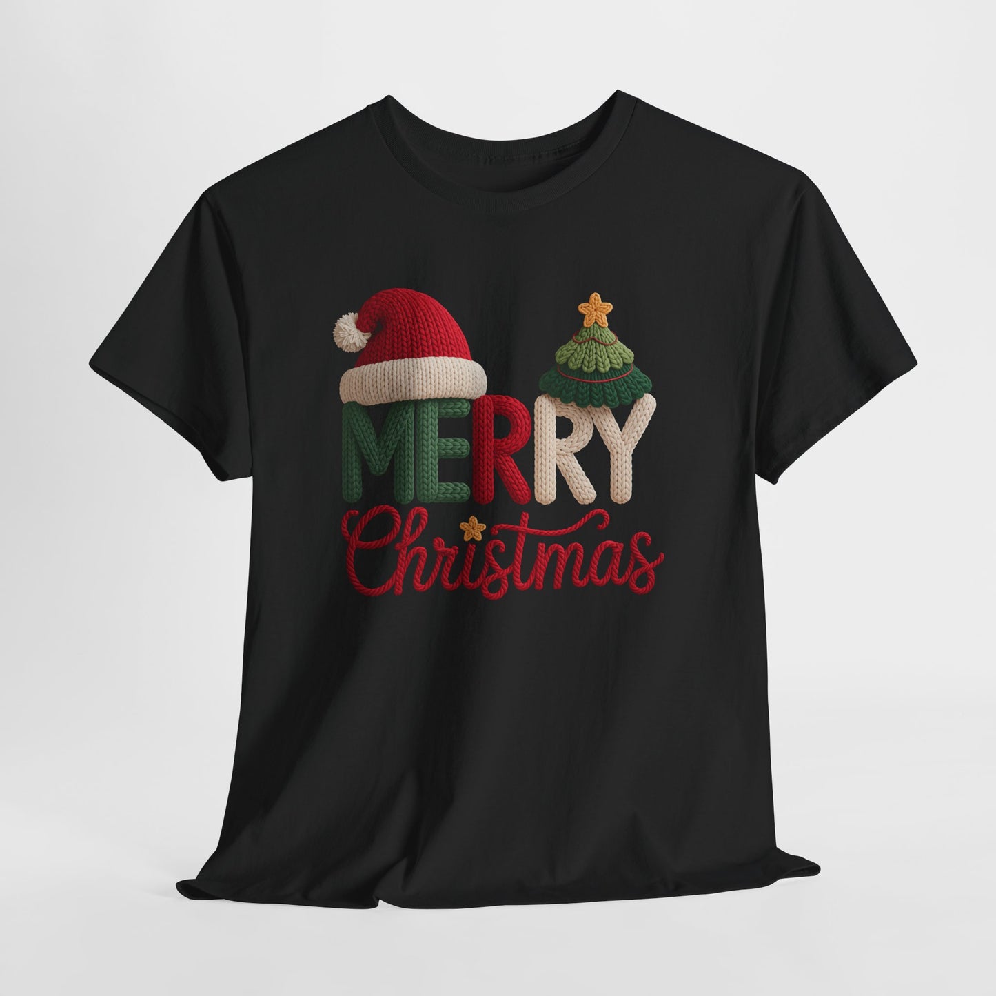 Merry Christmas Tee – Festive Santa Hat & Tree Holiday Shirt